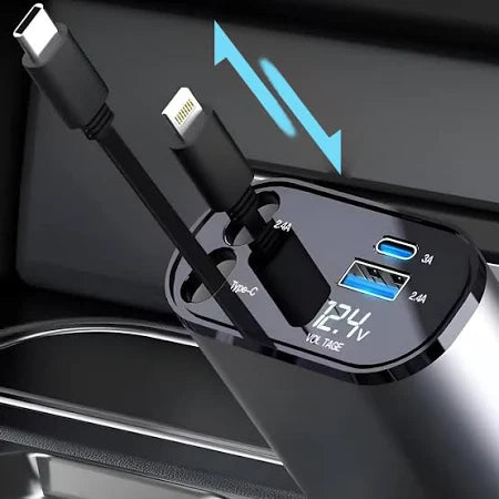 Retractable 4 In 1 Car Charger
