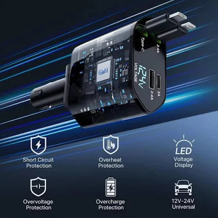 Retractable 4 In 1 Car Charger